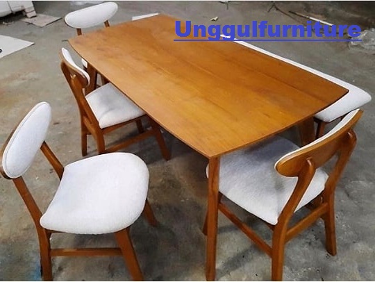 meja makan minimalis modern kayu jati