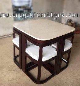 meja makan modern minimalis kayu jati