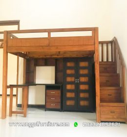 tempat tidur tingkat minimalis kayu jati